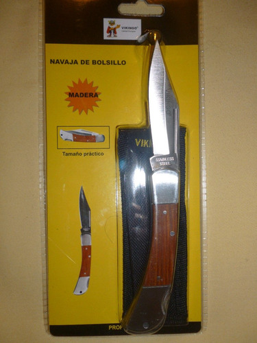 Imagen 1 de 3 de Navaja Táctica Vikingo Modelo Mango De Madera