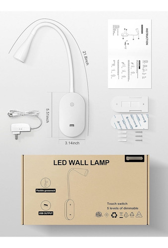 Juego De 2 Luces Led De Lectura Montadas En La Pared Para Ca