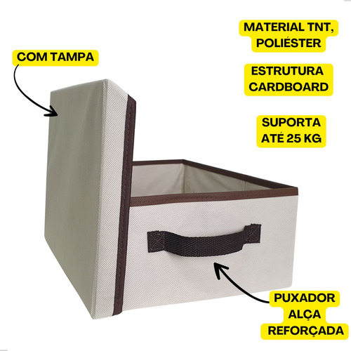 Kit 3 Caixa Para Documentos Fotos Com Tampa Alça Empilhável