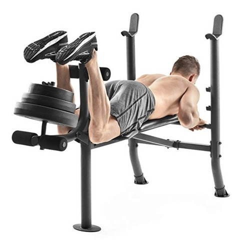 Imagen 5 de 7 de Banco Gold's Gym + Accesorios + Barra + 45 Kg Discos Pesas
