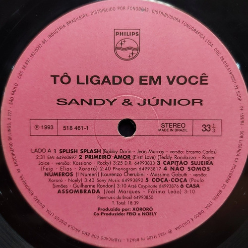 Vinil Lp Sandy E Júnior Tô Ligado Em Você
