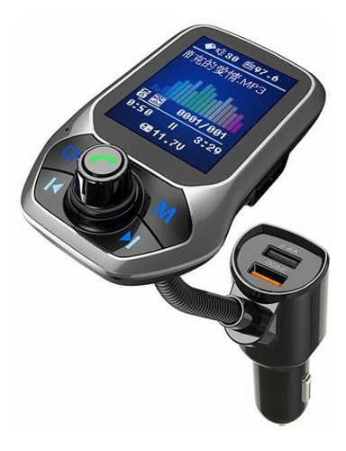 Receptor Transmisor Fm Bluetooth Usb Cargador De Coche