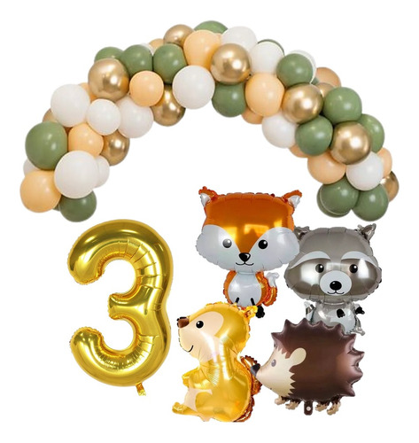 Pack Arco De Globos Animales Del Bosque Numero