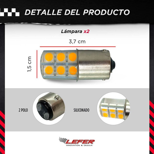 Imagen 3 de 8 de Led 2 Polos 12 Smd Siliconada Giro Ámbar Alto Brillo X 2