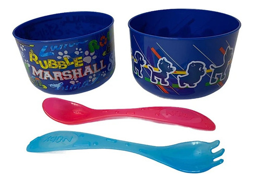 Pack 2 Platos Para Bebes Nuby Paw Patrol Tazon Cubiertos Color Azul