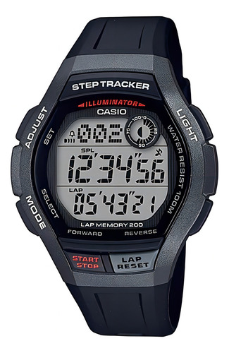 Reloj Casio Digital Step Tracker WS-2000H-1Avdf para hombre, color de la correa: negro