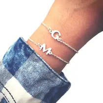 Comprar Pulsera Dije De Inicial Cadena O Pulsera De Letra Plata 950