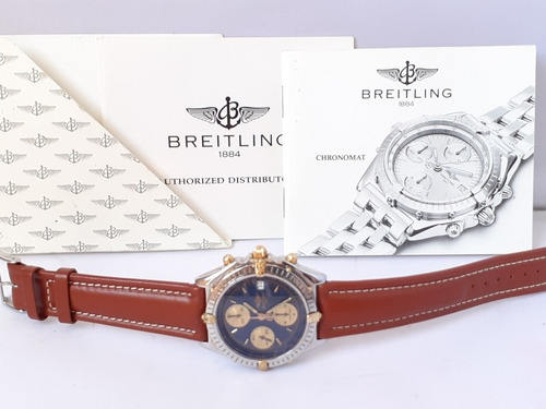 Breitling Chronomat Aço E Ouro 18k Automático - Azul - 12xsj