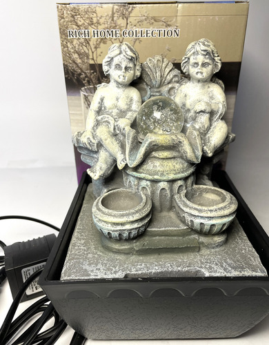 Fuente De Agua Pileta De Agua Querubín 18cm Con Luz
