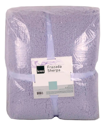 Frazada Sherpa Krea Queen Color Lila Diseño De La Tela Lisa