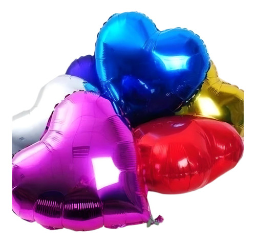 Globo Corazón Metalizado 18 Pulgadas 45cm X10 Unidades