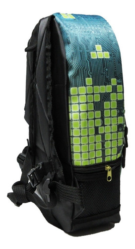Mochila Gamer Block Pixel Puzzle Juvenil Verde Escolar