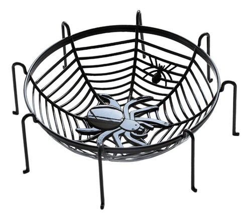 Cesta De Telaraña Para Dulces De Halloween Negra Con Soporte