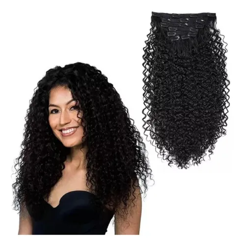 comprar Aplique Tic Tac Cabelo Cacheado Bio Humano 60cm 150gr 7telas