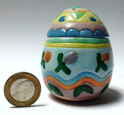 Cofre Porcelana Biscuit Forma Huevo Colores Pastel (Usado)