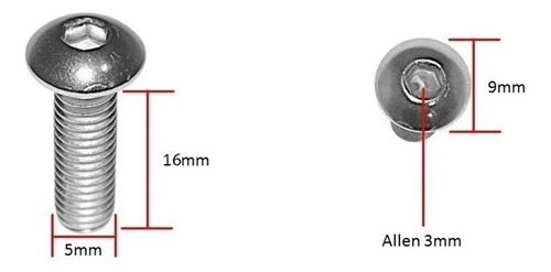 Pacote 12 Parafuso M5x16 Aço Inox Universal Para Carenagem