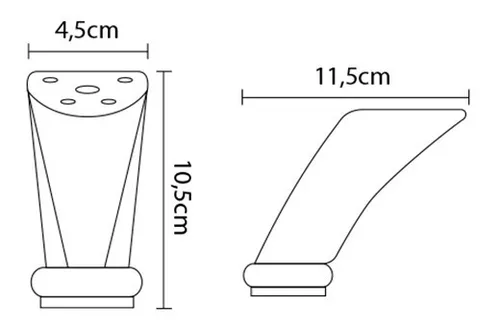 Pack de 4 patas cónicas rectas de repuesto para muebles de 12 cm