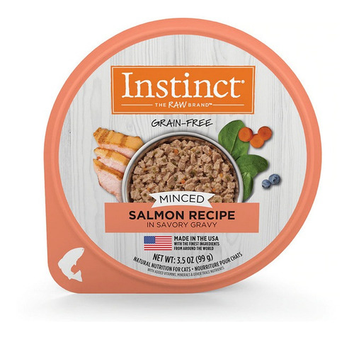 Alimento Húmedo Instinct Minced Cups Gato Sabor Salmón 99g