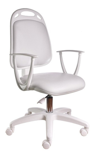 Silla de escritorio Diva ergonómica blanca con tapizado de cuero sintético