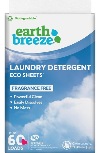 Earth Breeze Laundry Detergent Sheets - Sin Fragancia - Sin 