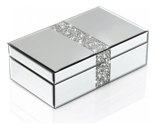 Qmdecor Caja De Joyería Con Espejo De Cristal De Diamante Tr