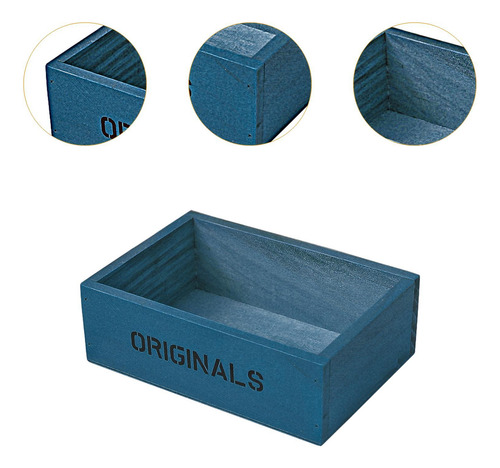 Caja Organizadora De Madera Con Parte Abierta, Bandeja Azul