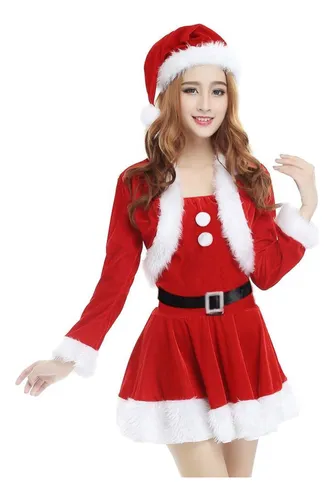 Traje De Traje De Papá Noel Para Mujer, Ropa S Manga Larga