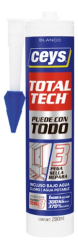 Totaltech Puede Con Todo Pega Sella Repara Ceys - Oyp Color BlancoPegamento Líquido Ceys totaltech color blanco de 300g no tóxico