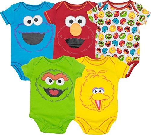 Sesamo Street Baby Boy Girl 5 Pack Body  Elmo, Cookie Monste