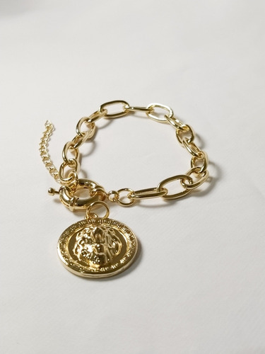 Pulseira Correntaria Fecho Bóia E Pingente Leão