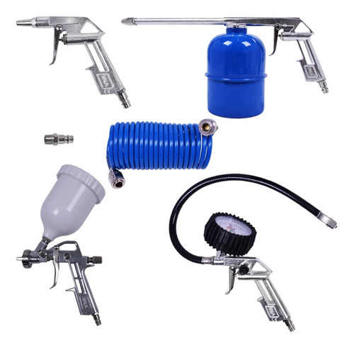 Kit Para Compressor De Ar (pistola,pulverizador E Mangueira)