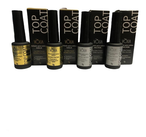 4 Top Coat Volia A Sua Escolha Tradicional Gold Silver Matte