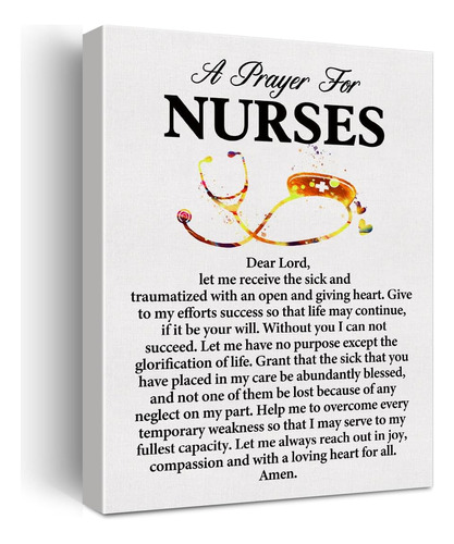 A Nurse's Prayer - Póster Con Cita De Oración En Lienzo Para