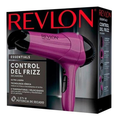 Secadora de cabello Revlon Essentials Control de frizz RVDR773 violeta y negra 110V