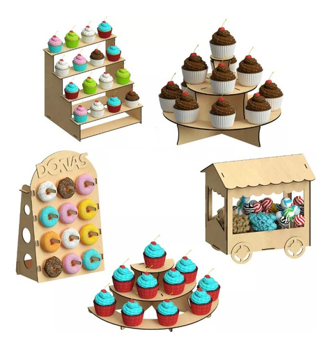 Kit Candy Bar 5 Piezas Para Mesa De Dulces, Mdf - Rge03