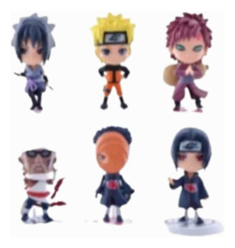 Set 6 Figuras Naruto Anime Shippuden Sasuke Gaara Uchia....