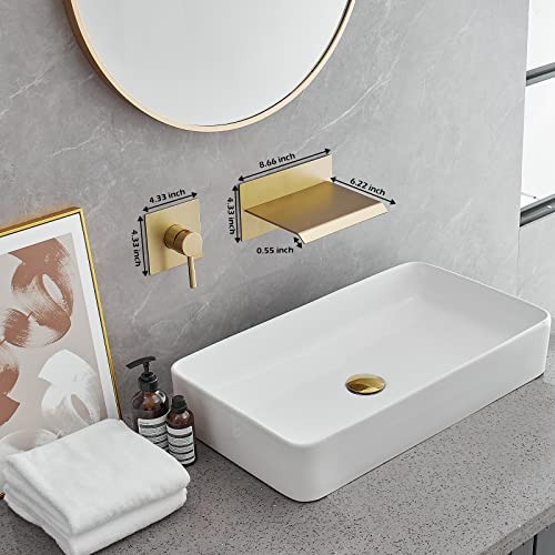 Griferia Cascada Monocomando De Pared Dorado Cepillado 1u