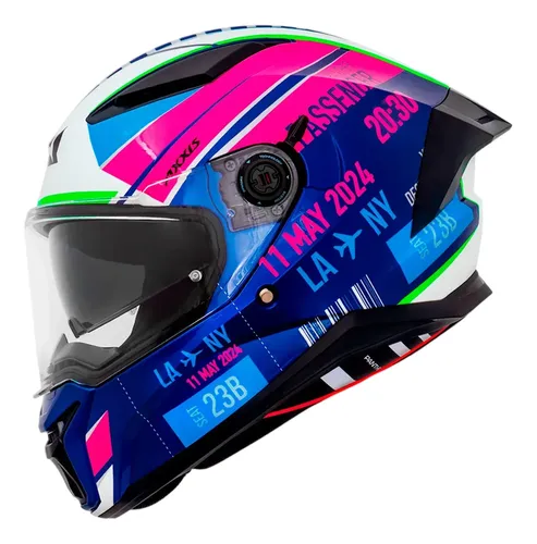 Capacete Axxis Panther Sv Passenger C8 Azul Com Óculos Fumê