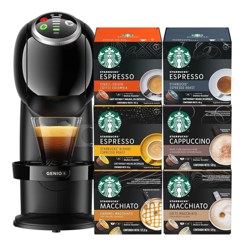 Imagen 1 de 4 de Cafetera Genio S Plus Black + Cápsulas Starbucks X6 Cajas