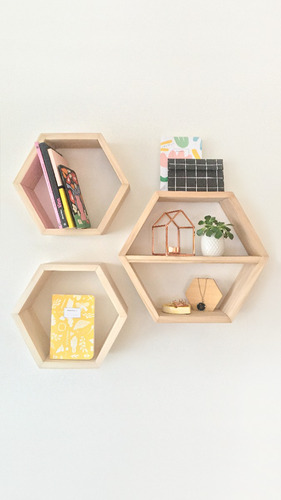 Estantes Hexagonales Flotantes Madera Envios A Todo El Pais