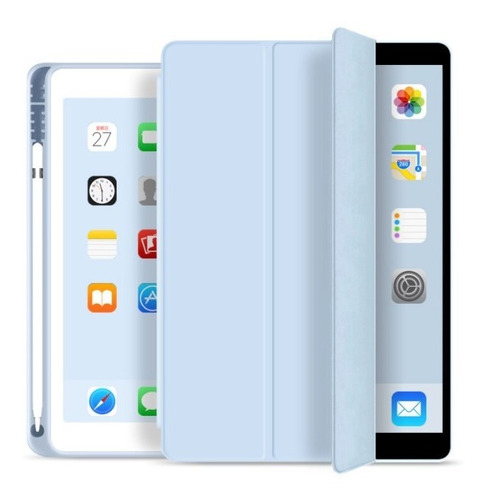 Imagem 1 de 1 de Capa Smartcase Para iPad 9.7 C/ Suporte P/ Pencil Azul Claro