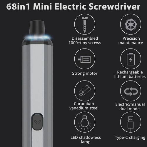 Mini Destornillador Eléctrico 68 En 1 Con Almacenamiento Mag