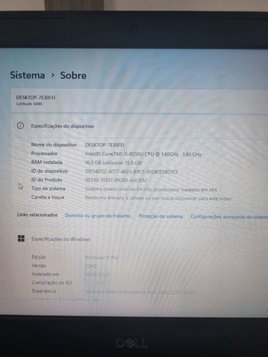Notebook Dell Latitude 3490 Core I5 8250u 16gb-ssd256-w10p Preto (Usado)