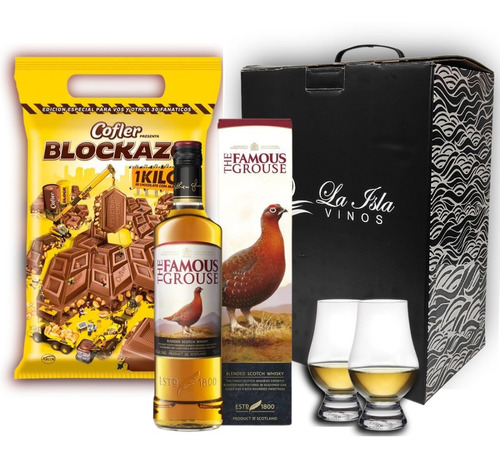 Whisky The Famous Grouse 700ml. Box Regalo + Copas Chocolate