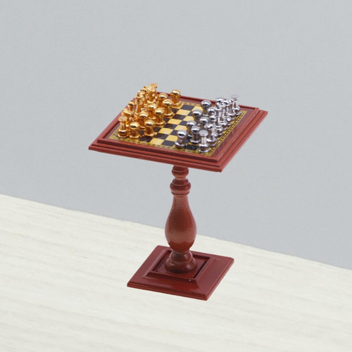 Juego De Ajedrez En Miniatura Para Casa De Muñecas, Mesa De