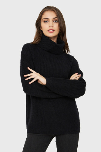 Sweater Cuello Alto Básico Negro Nicopoly