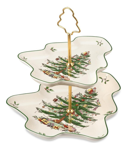 Spode Christmas Árbol Esculpido De 2 Niveles | Puesto De Mag