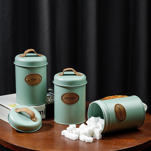 3 Latas Chá, Café E Açúcar Com Tampa Hermética,