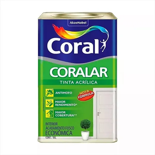 Latex Acrílica Tinta Coral Anti Mofo Branco 18L Coralar Branco Fo...
