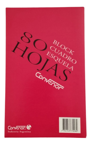 Block Borrador Convenor Esquela 80 Hoja Cuadros X4 Unidades